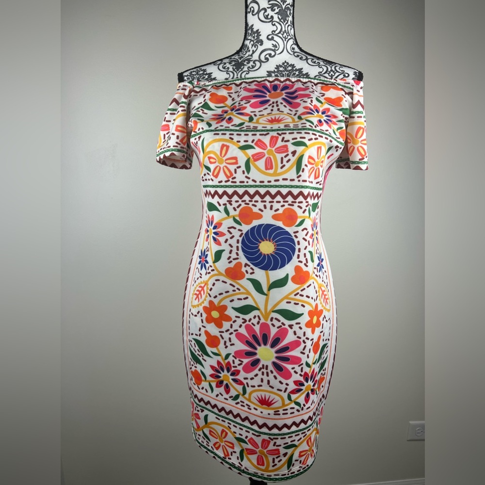 Mexican dress printed white